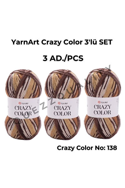 Yarnart مجموعة كريزي كولور المكونة من 3 خيوط محبوكة يدويًا رقم: 110