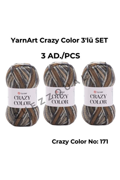 Yarnart مجموعة كريزي كولور المكونة من 3 خيوط محبوكة يدويًا رقم: 110