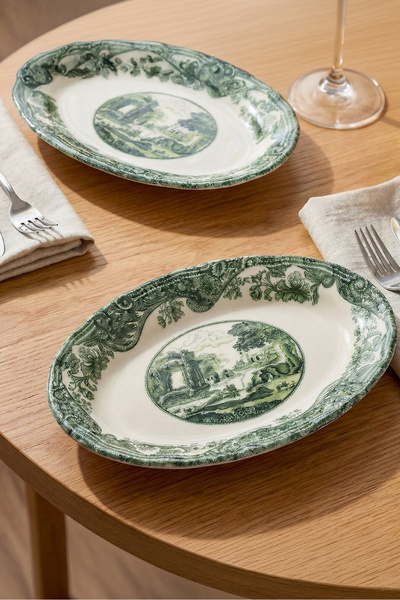 Fecra Vintage Emerald 2'li Kayık Tabak Seti 26 cm