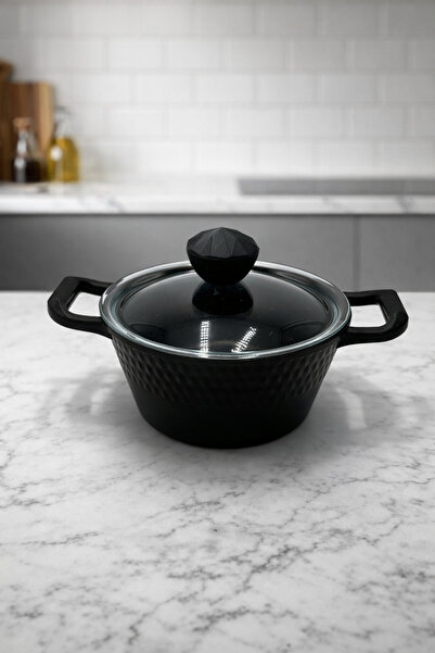 Rivorn Cvs Diamond Series 16 cm Cast Iron Deep Pot Oven Safe Fireproof Non-Stick