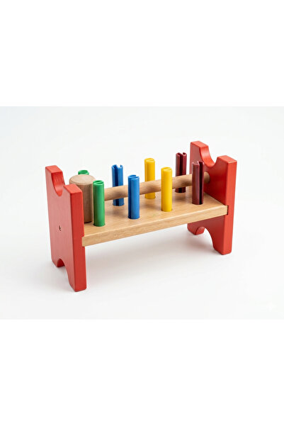True Toys Ahşap Çekiç Bloğu - Çocuklar İçin Eğitici Vurmalı Koordinasyon Oyunu