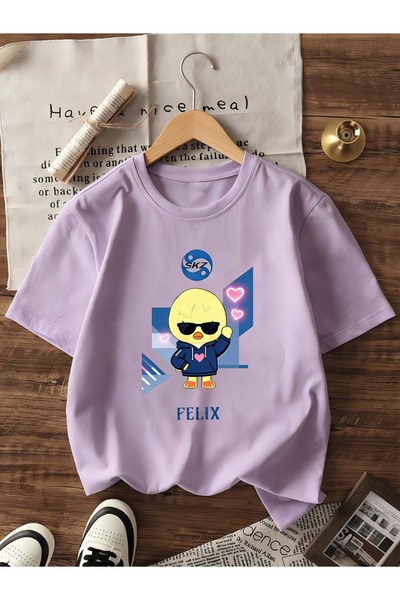 PixelWear تي شيرت KPOP Stray Kids Felix للجنسين مقاس كبير