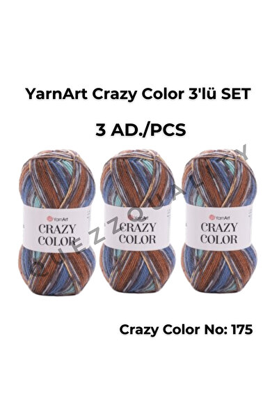 Yarnart مجموعة كريزي كولور المكونة من 3 خيوط محبوكة يدويًا رقم: 110