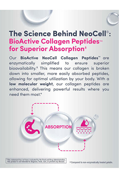 Neocell ببتيدات الكولاجين من الأبقار التي تتغذى على العشب + فيتامين سي وبيوتين 6000 ملغ 270 قرص