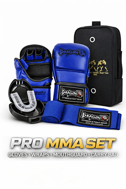 Dragondo Çantalı MMA Set 4’lü – Eldiven + Dişlik + Bandaj + Taşıma Çantası An...