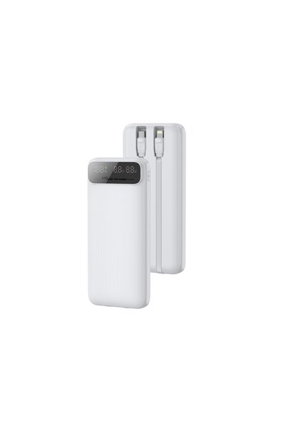 Factor-M 10.000 Mah Kendinden Kablolu Taşınabilir Şarj Cihazı- Beyaz