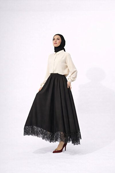 vikitekno Women's Premium Quality Strawberry Fabric Skirt with Lace Detail