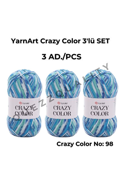 Yarnart مجموعة كريزي كولور المكونة من 3 خيوط محبوكة يدويًا رقم: 110