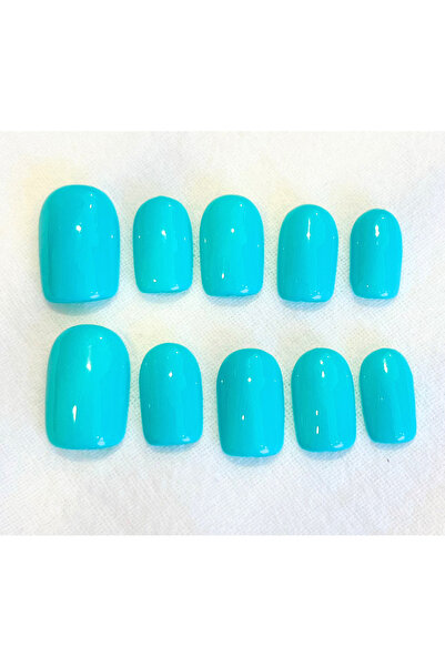 Nailvana Μικρά Χειροποίητα Κρεμώδη Μπλε Νύχια Press-on