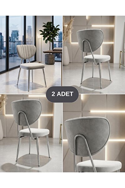 ÖZCAN METAL 2 Adet Krom Metal Ayak Kelebek Mutfak Salon Sandalyesi Kafe Resto...
