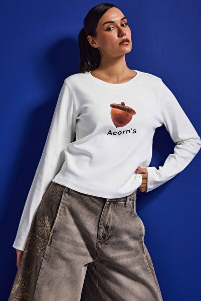 it's basic Hanorac alb w5 oversize, imprimat, 100% bumbac, pentru femei