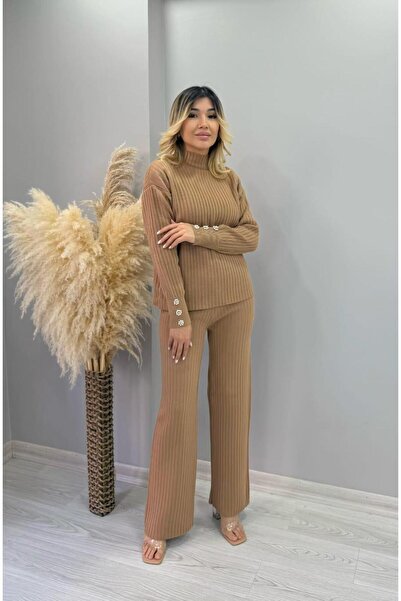 Nobrand Elegant Knitted Women's Suit with Pants and Turtleneck Sweater – Casu...