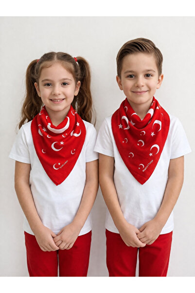 Sibel Günay Butik Büyük Ay Yıldız Desenli Pamuk Fular|54*54 cm| 23 Nisan, 19 ...