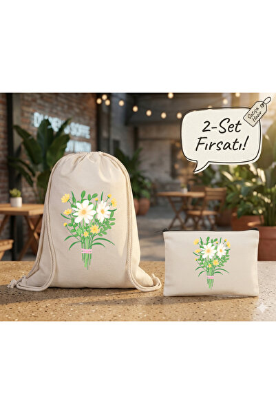 Boom town Cloth Backpack, Wallet Set of 2