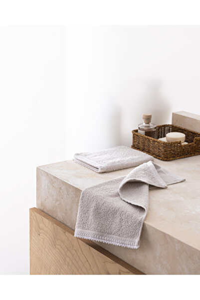 Madame Coco Aveline Crochet 100% Cotton 2-Piece Hand Towel Set - Gray/White