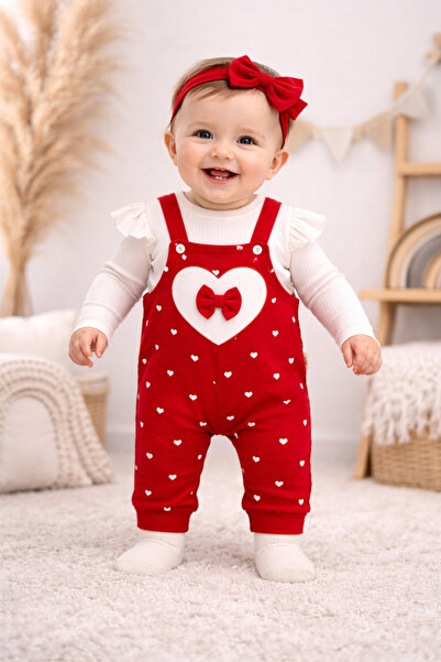 Hülya's MIND Hülya’s MIND Kalpli Fiyonklu Bebek Salopet Takım – %100 Pamuk Şı...