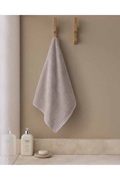 Madame Coco Aveline Crochet 100% Cotton Face Towel - Gray/White