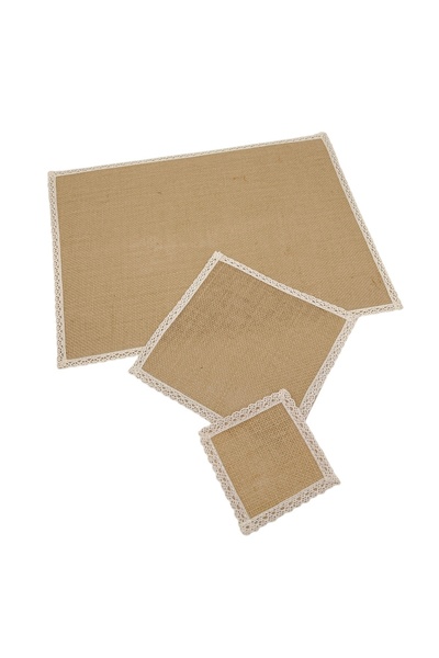 AFO Σετ 3 Πολυλειτουργικών Διακοσμητικών Στοιχείων από Γιούτα με Δαντέλα