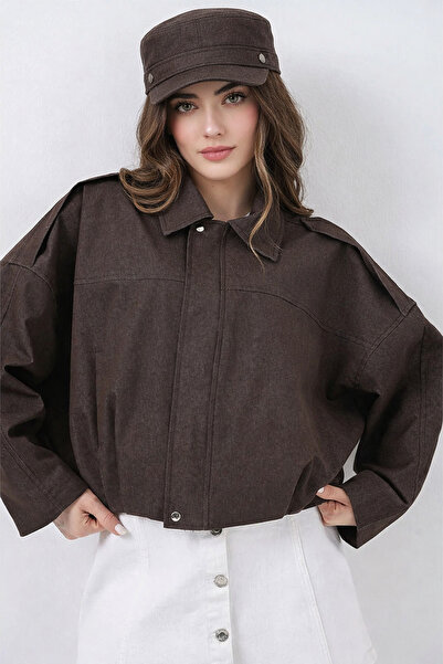 ribana Women's Long Sleeve Snap Zipper Closure Jean Bomber Jacket 0737