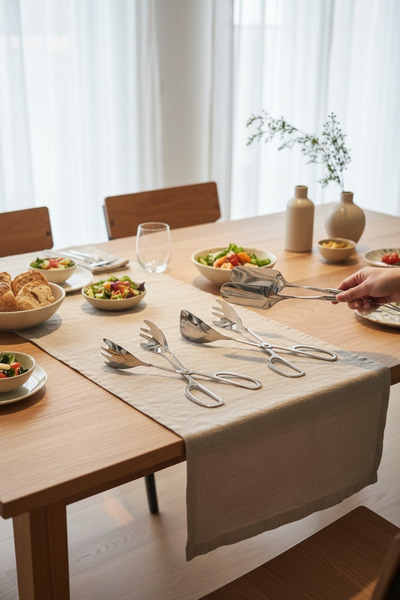 Akayev Aurea 3-Piece Premium Cake, Salad, Pasta Tongs Set