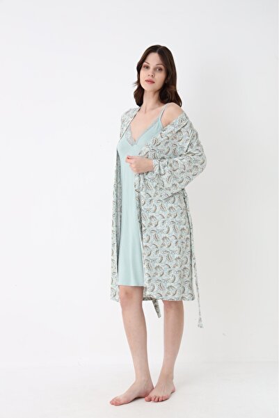 Çarşıpazar Olivera Nightgown and Dressing Gown 2-Piece Set