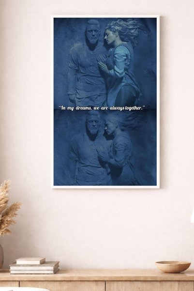 BuzzDesigns Vikings Ragnar ve Lagertha Sahne Tasarım Duvar Tablosu Çerçeve Se...