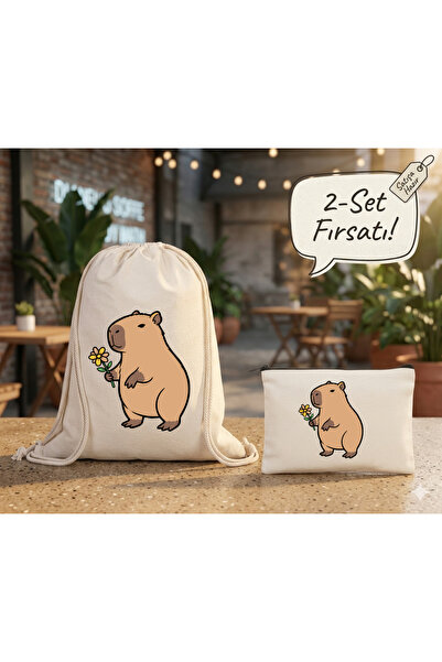 Boom town Cloth Backpack, Wallet Set of 2