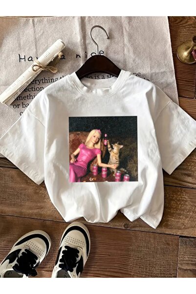 AEMİ Μπλουζάκι Unisex με στάμπα Barbie, Oversize, με λαιμόκοψη ποδηλάτου