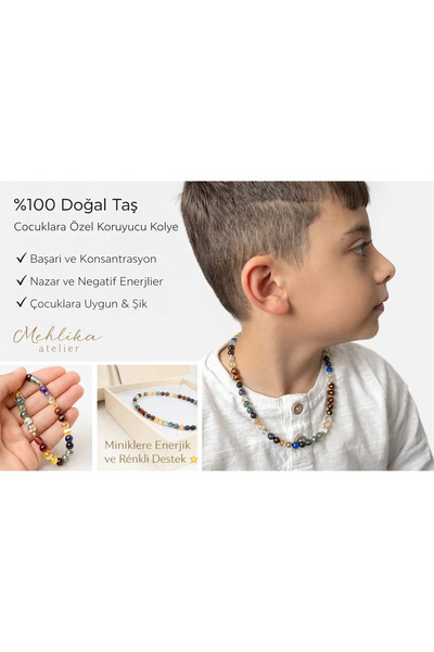 mehlika atelier Mehlikaatelier Çocuk Doğal Taş Nazar Kolyesi