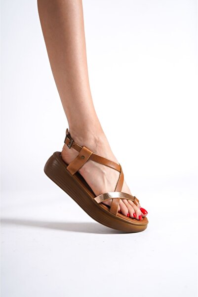 Zerenyus Legia Premium Tan Gold Genuine Leather Sandals
