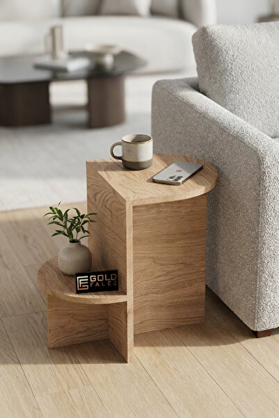 GOLDFALEZ Yan Sehpa Çok Amaçlı Modern Tasarım Raflı Salon Koltuk Kenarı Sehpa...