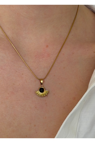 KİLİGİSTANBUL ÇELİK GOLD KEDİ GÖZÜ KOLYE 45 CM (+5 cm uzatma)