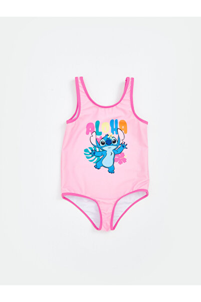 LC Waikiki Costum de baie pentru fete, cu imprimeu Stitch, cu uscare rapidă