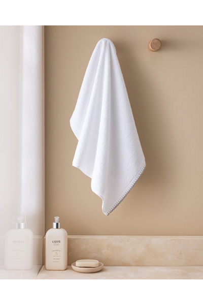 Madame Coco Aveline Crochet 100% Cotton Face Towel - White/Gray