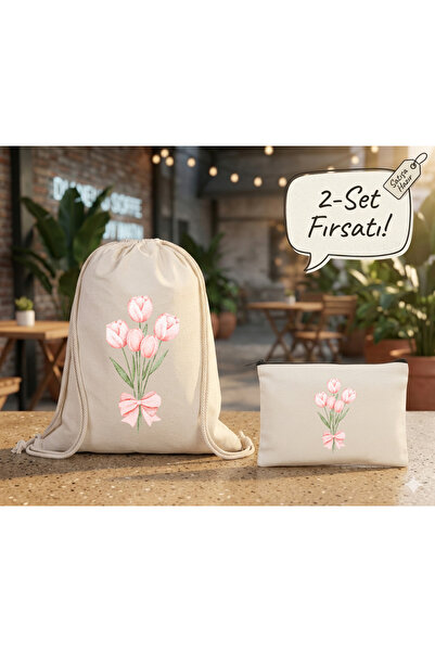 Boom town حقيبة ظهر من القماش، مجموعة محفظة من قطعتين