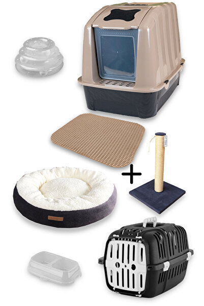 Kurtbay Şekil XXL Kapalı Tuvalet+ Taşıma Sepeti+Yatak+Tırmalama+Paspas+3 Katl...