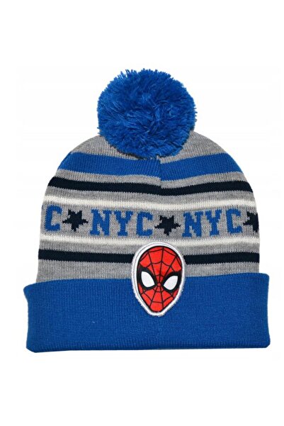 Disney Spiderman Winter Beanie, Acrylic, NYC Spider-man, Gray with Blue