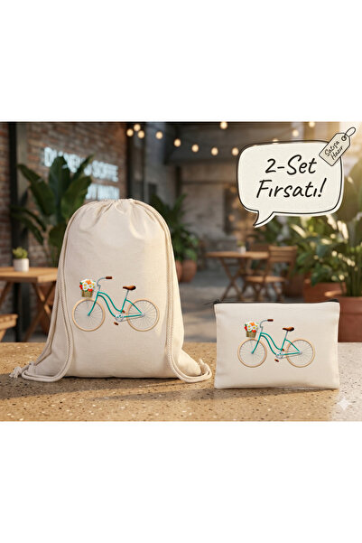 Boom town Cloth Backpack, Wallet Set of 2