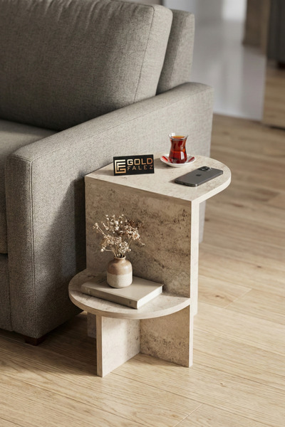 GOLDFALEZ Yan Sehpa Çok Amaçlı Modern Tasarım Raflı Salon Koltuk Kenarı Sehpa...