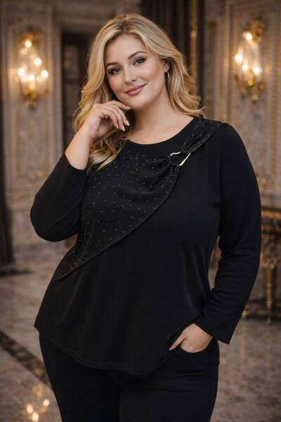 wearon tekstil Women's Crystal Fabric Front Part with Stone Tulle Detail, Hig...