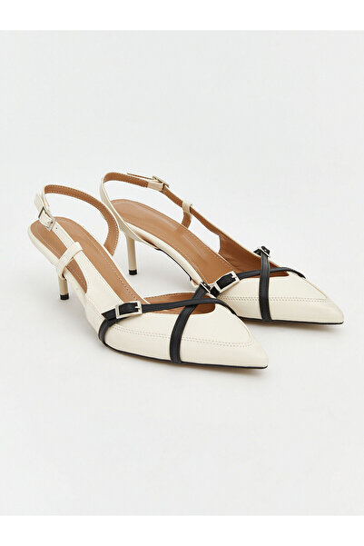 İkra Moda Pointed Toe Cross-Strapped Women's Heeled Shoes
