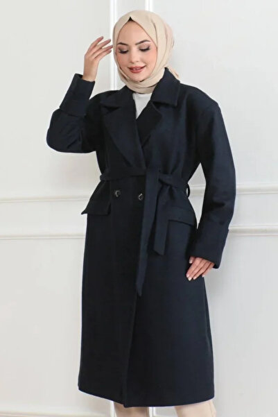 DRESSIFY WOMEN’S FASHION Kaşe Παλτό με διπλό στήθος, γιακά και ζώνη, με επένδ...