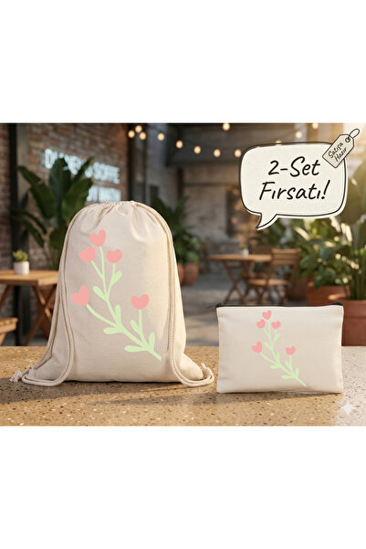 Boom town Cloth Backpack, Wallet Set of 2