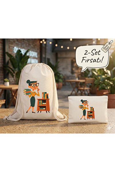 Boom town Cloth Backpack, Wallet Set of 2