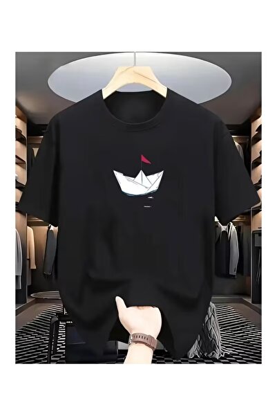 AEMİ Μπλουζάκι Unisex με στάμπα καγιάκ σε χαρτί, μεγάλου μεγέθους, με λαιμόκο...