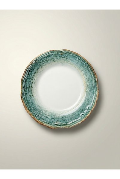 QURA Porcelain Green Flat Plate 29 cm Set of 6 - Serving Plate - Main Course Plate