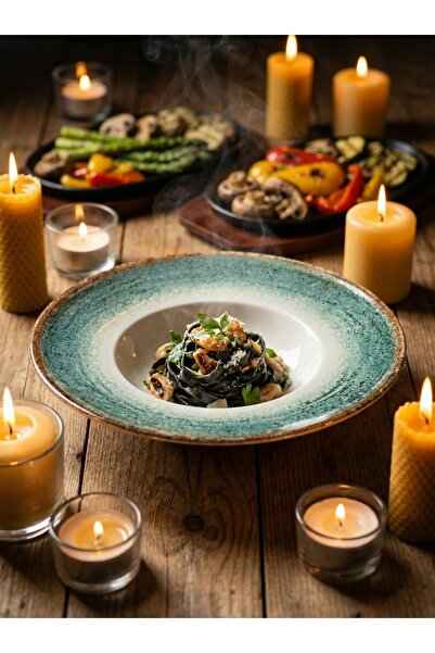 QURA Verde Pasta Plate - Deep Plate 29 cm 460 Cc - Spaghetti Plate - Single P...