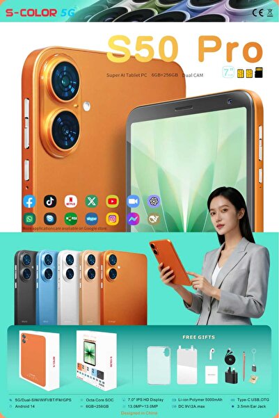 Be Smart Pro S-CLORE Tab 7 Android Tablet 7 Inch with 6GB RAM + 256GB ROM and...