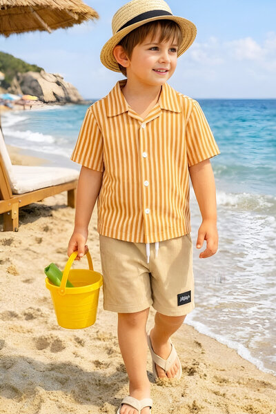 MODANINO Σετ για αγόρια (Πουκάμισο βάφλα + Οθωμανικό σορτς) 3-12 ετών 12569HC