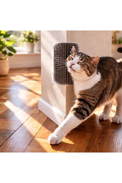 ZanaCasei Βούρτσα μασάζ για γάτες σε γκρι γωνία